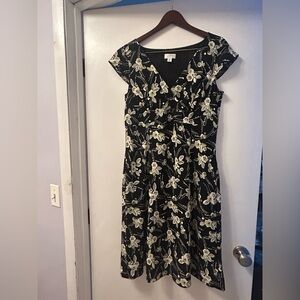 LOFT Black and White Floral Dress